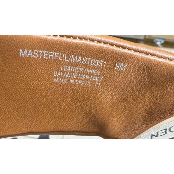 Steve Madden Leather Block Heel Slides Tan Woven Mule Sandals Size 9M - Picture 5 of 5